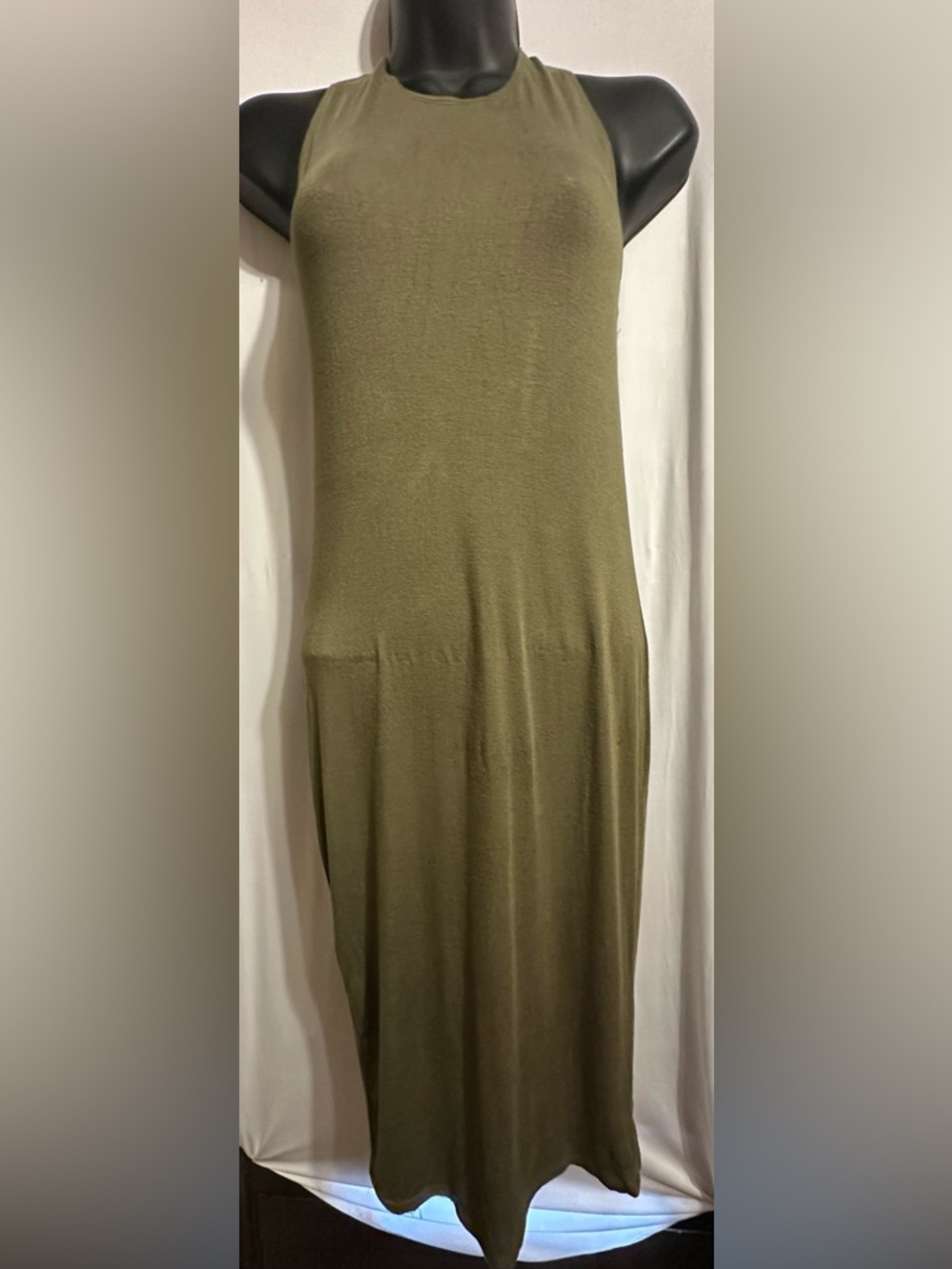 🫒Olive Green Sleeveless Midi Dress Heart & Hips Small Y2K Summer